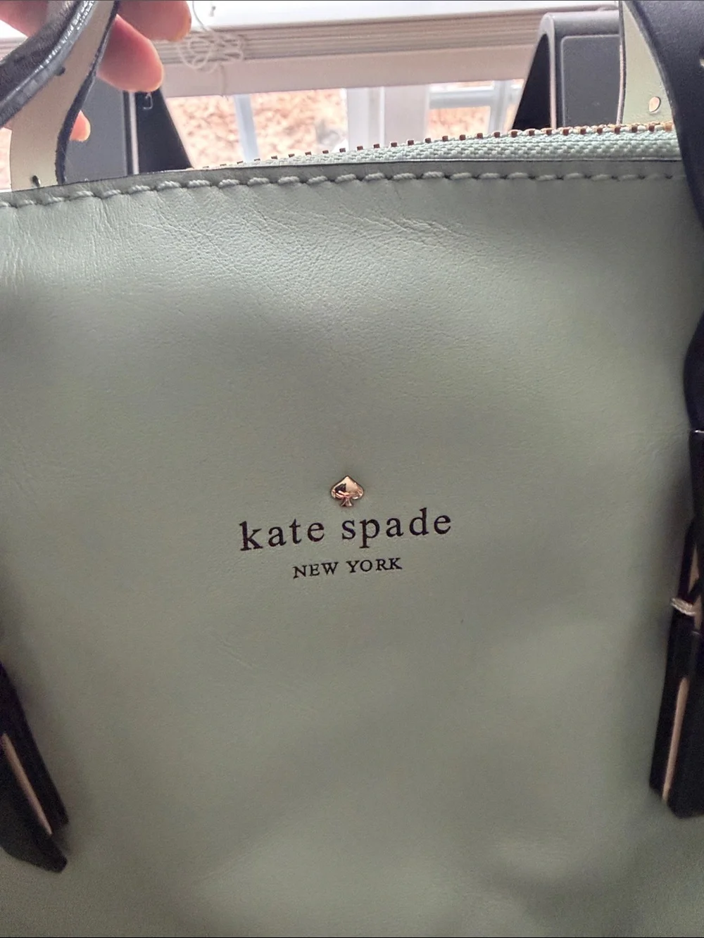 kate spade Mint Green Leather Satchel with Black Straps